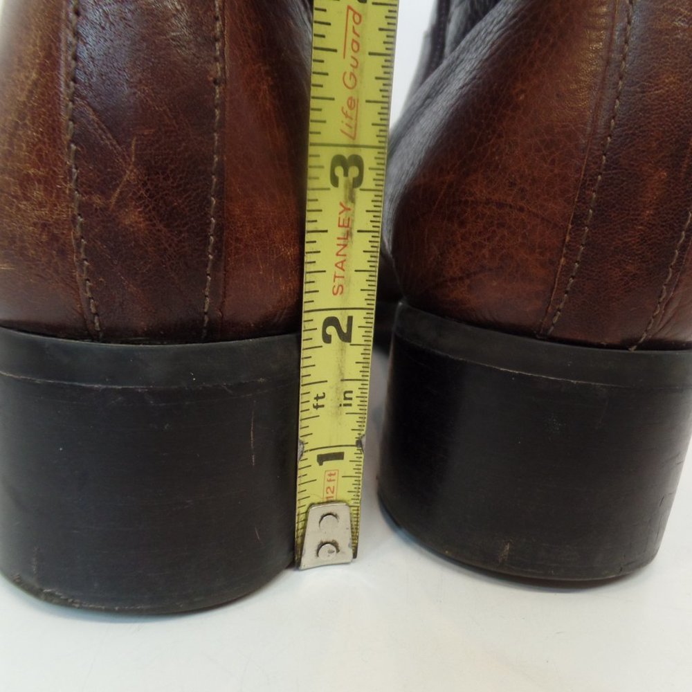 Brown Leather Zip Up Boots W Braided Trim & Buckle With Character Sz 9  #6436398 - Picture 8 of 16